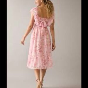 francescas betty bow back floral midi dress pink